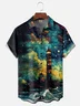 Moisture-wicking Van Gogh Seascape Chest Pocket Hawaiian Shirt