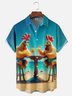 Moisture-wicking Beach Fun Chicken Chest Pocket Hawaiian Shirt