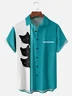 Moisture-wicking Breathable Halloween Black Cat Chest Pocket Bowling Shirt