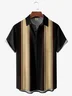 Tall Size Moisture-wicking Striped Chest Pocket Bowling Shirt