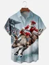 Moisture-wicking Wild Christmas Santa Cowboy Chest Pocket Hawaiian Shirt