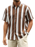 Hardaddy Men's Striped Shirts Casual Short Sleeve Button Down Summer Hawaiian Shirt