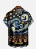 Tall Size Moisture-wicking Starry Sky Halloween Witch Chest Pocket Casual Shirt