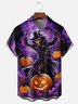 Moisture Wicking Halloween Skull Pumpkin Chest Pocket Hawaiian Shirt