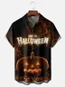 Moisture Wicking Halloween Pumpkin Chest Pocket Hawaiian Shirt