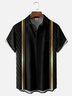 Ombre Black Gold Geometric Chest Pocket Short Sleeve Bowling Shirt