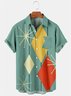 Tall Size Moisture-wicking Geomatric Chest Pocket Casual Shirt