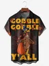 Tall Size Moisture-wicking Thanksgiving Turkey Chest Pocket Short Sleeve Casual Shirt