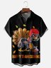 Tall Size Moisture-wicking Thanksgiving Football Turkey Chest Pocket Hawaiian Shirt