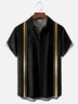 Tall Size Moisture-wicking Gradient Geomatric Chest Pocket Bowling Shirt