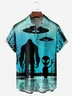 Tall Size Moisture-wicking Alien Bigfoot Chest Pocket Casual Shirt