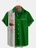 Tall Size Moisture-wicking Christmas Santa Claus Chest Pocket Bowling Shirt