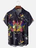 Mens Mardi Gras Carnival Masks Print Casual Breathable Short Sleeve Hawaiian Shirts