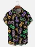 Mens Mardi Gras Carnival Masks Print Casual Breathable Short Sleeve Hawaiian Shirts