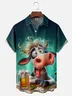 Moisture Wicking Cow Beer Chest Pocket Hawaiian Shirt