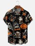 Men's Halloween Retro Cat and Witch Print Casual Breathable Short Sleeve Shirt