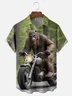 Moisture-wicking Bigfoot Motorcycle Art Fun Chest Pocket Hawaiian Shirt