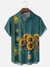 Moisture-wicking Sunflower Starry Night Chest Pocket Bowling Shirt
