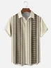 Moisture Wicking Ethnic Stripes Chest Pocket Bowling Shirt