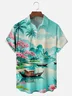 Moisture Wicking Coconut Tree Landscape Chest Pocket Hawaiian Shirt