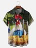 Moisture-wicking Chicken Funny BBQ Art Green Chest Pocket Hawaiian Shirt