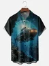 Moisture-wicking Memorial Day Navy Submarine Art Painting Chest Pocket Casual Shirt