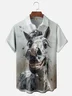 Moisture-wicking Fun Avant-garde Horse Art Exaggerated Painting Chest Pocket Hawaiian Shirt