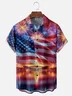 Moisture-wicking Patriotic Flag Fireworks Chest Pocket Casual Shirt
