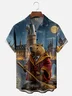 Moisture-wicking Capybara Magic Moon Chest Pocket Casual Shirt