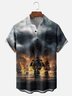Moisture-wicking Evil Pirate Ship Avant-garde Skull Art Chest Pocket Casual Shirt