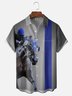 Moisture-wicking Horse Racing Festival Equestrian Art Chest Pocket Bowling Shirt