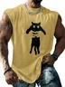 Mens Crewneck Tank Tops Black Cat Beach Sleeveless Shirt