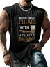 Mens Crewneck Tank Tops Cigars with a Chance of Bourbon Beach Sleeveless Shirt