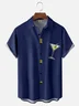 Moisture-wicking Cocktail Olive White Art Lotus Chest Pocket  Bowling Shirt