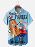 Moisture-wicking Independence Day American Flag Hot Dog Barbecue Chest Pocket Casual Shirt
