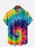 Moisture-wicking Hippie Tie Dye Neon Party Gradient Color Chest Pocket Casual Shirt