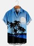 Tall Size Moisture-wicking Palm Tree Chest Pocket Hawaiian Shirt