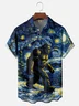 Tall Size Moisture-wicking Bigfoot Starry Sky Chest Pocket Hawaiian Shirt
