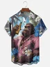 Moisture-wicking Palm Tree Bigfoot Chest Pocket Hawaiian Shirt