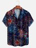 Tall Size Moisture Wicking Fireworks American Flag Short Sleeve Aloha Shirt