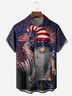 Tall Size Moisture-wicking American Flag Gnome Chest Pocket Casual Shirt
