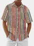 Moisture Wicking Striped Chest Pocket Casual Hawaiian Shirt
