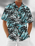 Moisture Wicking Gradient Plants Coconut Tree Chest Pocket Hawaiian Shirt