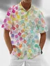 Moisture Wicking Geometric Color Block Chest Pocket Hawaiian Shirt