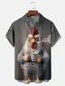 Moisture-wicking Coffee Smoking Chicken Chest Pocket Hawaiian Shirt