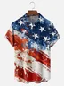Moisture-wicking American Flag Oil Painting Ink Art Chest Pocket Casual Shirt
