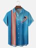 Moisture-wicking American Flag Day Swordfish Chest Pocket Bowling Shirt