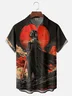 Moisture Wicking Star Robot Chest Pocket Hawaiian Shirt