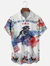 Moisture-wicking Memorial Day American Flag Cross Flowers Chest Pocket Casual Shirt