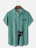 Moisture-wicking Black Cat Chest Pocket Casual Shirt